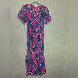 Lilly Pulitzer Size Small Holloway Midi Dress In Blue Rhapsody Orchid You Not